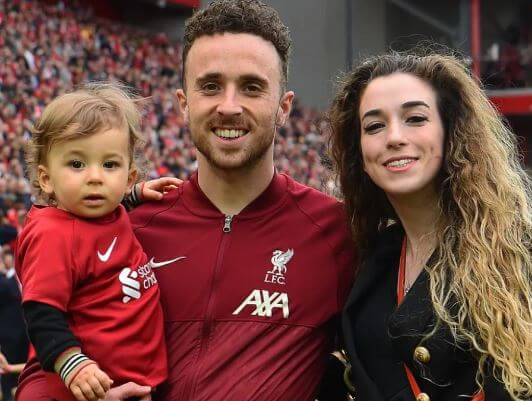 Diogo Jota with his girlfriend Rute Cardoso and baby boy Dinis.